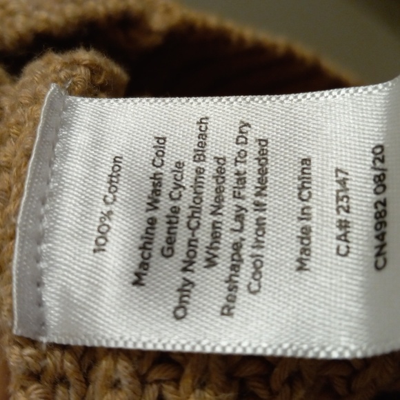 Talbots Lg. 100% Cotton Tan & Ivory  Striped Shaker Knit  Sweater EUC - Picture 4 of 5